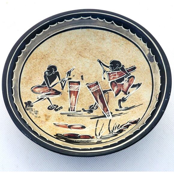 SOAPSTONE BOWL-Hand Painted-Made in Kenya-African Art-Trinket Dish-Display Dish - Picture 1 of 7
